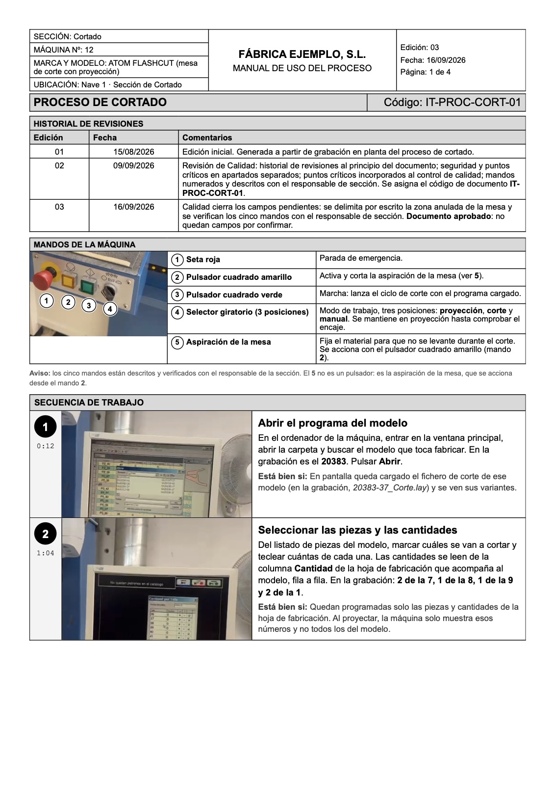 Instrucción de trabajo generada por Mapealo